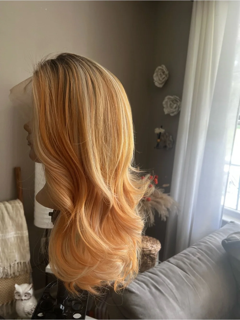 Women's Lace Front Wavy Wig - Copper Orange